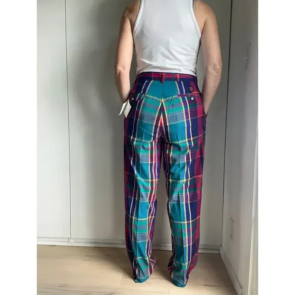 Vintage Polo Ralph Lauren Madras Plaid Golf Pants W32 Ivy League prep Made USA - Picture 10 of 11